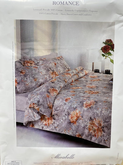 Mirabello double duvet cover set (without bottom sheet) in pure Louisiana cotton percale art. Romance