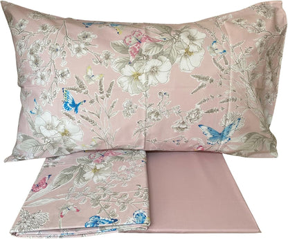 Fazzini complete bed sheets for one and a half squares pure cotton with double flounce and bedspread effect, art. Farfalle 