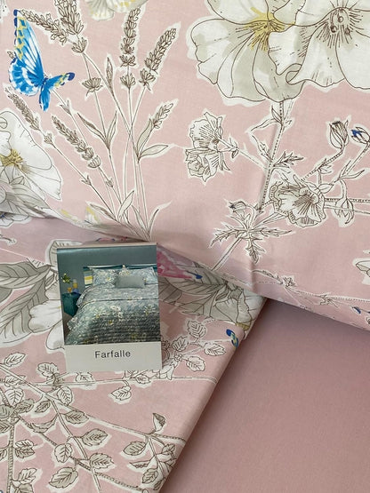 Fazzini complete bed sheets for one and a half squares pure cotton with double flounce and bedspread effect, art. Farfalle 