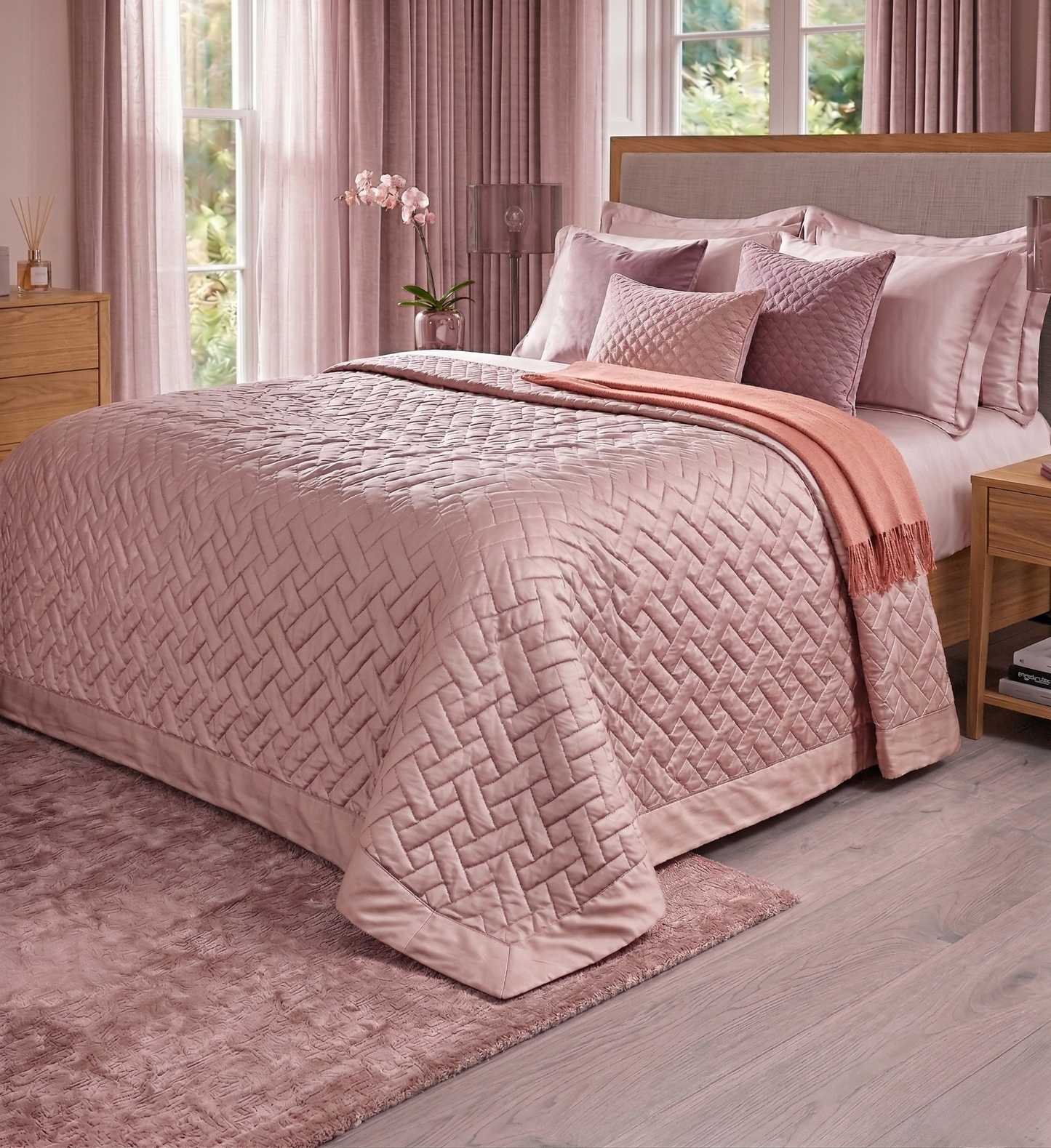 Sgarlata Home Trapuntino Quilt Matrimoniale Balzato 100% Raso di Puro Cotone 300TC Art. Helen