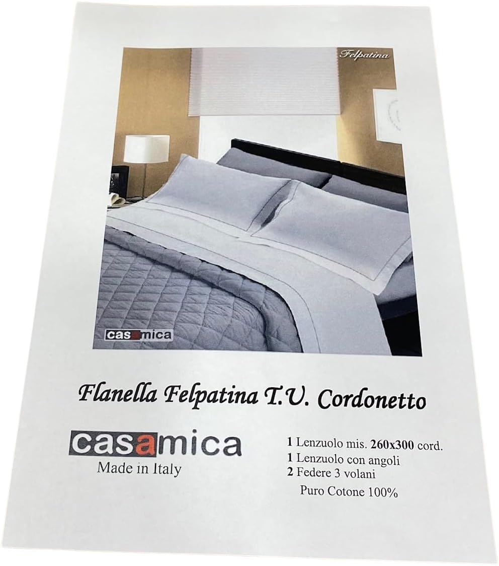 Casamica Complete Single Bed Sheet Set 100% Cotton Art. Plush Flannel TU Cordonetto