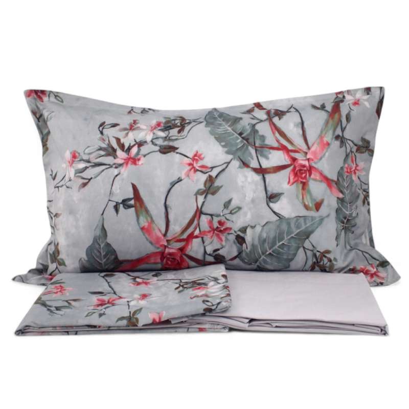 Mirabello Complete Double Bed Sheets in Fine Cotton Percale, Bedspread Effect with Double Ruffle Art. Sauvage