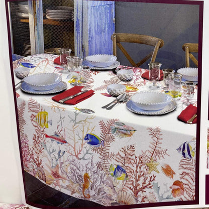 Tessitura RANDI Tablecloth Without Napkins Art. Seychelles in Pure Panama Cotton Digital Print with Reactive Colors