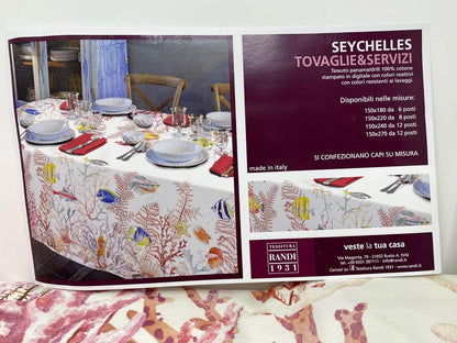 Tessitura RANDI Tablecloth Without Napkins Art. Seychelles in Pure Panama Cotton Digital Print with Reactive Colors