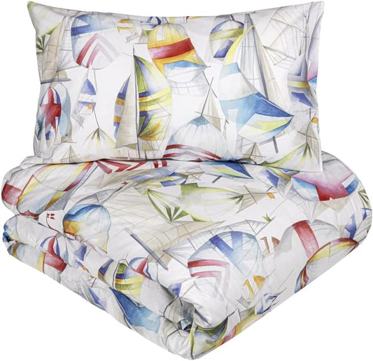 Fazzini Single and a half size duvet cover set without bottom sheet in Pure Percale cotton art. Spinnaker