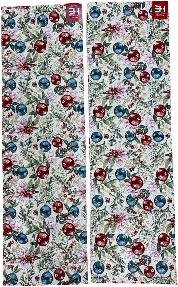 Nappe de Noël Emily Home en tissu Gobelin avec fils Lurex dorés (sans serviettes) Taille ronde diamètre cm. 160 + 2 patins inclus 