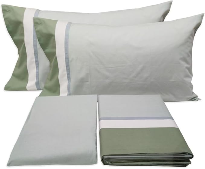 Parure de lit complète Fazzini pour lit simple en flanelle de pur coton au tissage serré. Doux