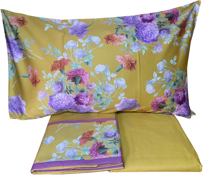 Fazzini complete double bed sheets in Pure Cotton Satin 300TC with Silk and Dream finishing art. Summer