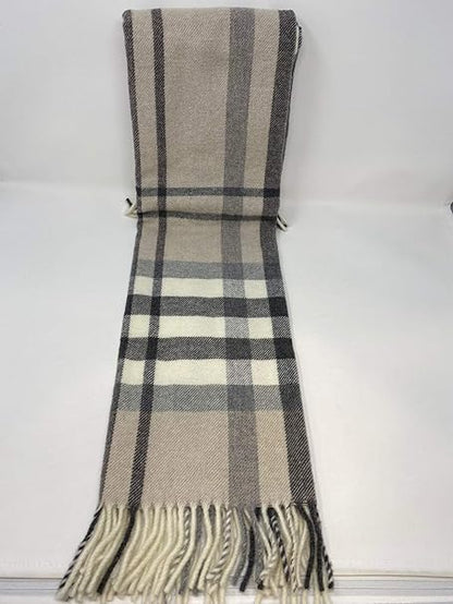 Coccoy Stola con frange in misto Lana Art. Tartan cm. 65x180 col. Champagne