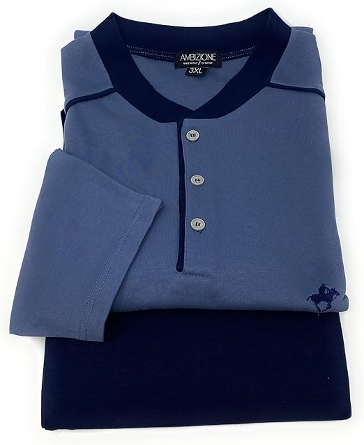 Bip Bip Men's Plus Size Oversized Pyjamas in Pure Cotton Winter Interlock Henley Collar with Three Buttons Art. 6491