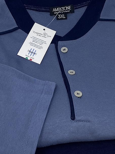 Bip Bip Men's Plus Size Oversized Pyjamas in Pure Cotton Winter Interlock Henley Collar with Three Buttons Art. 6491