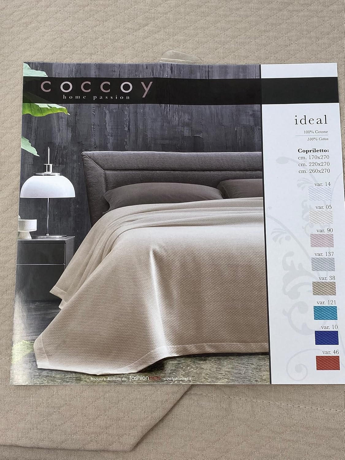 Coccoy Spring weight bedspread for single bed in pure cotton piquet solid color art. Ideal