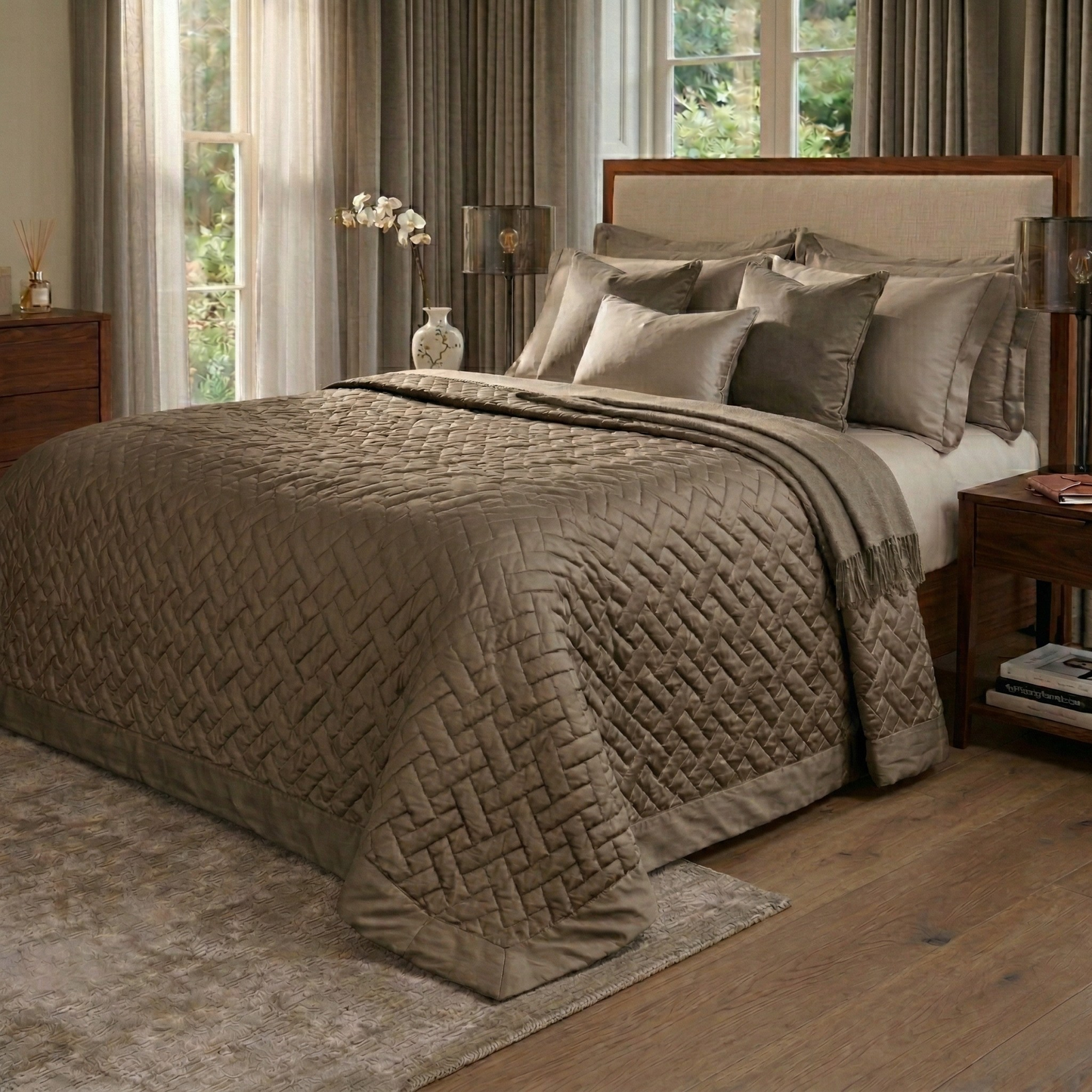 Sgarlata Home Trapuntino Quilt Matrimoniale Balzato 100% Raso di Puro Cotone 300TC Art. Helen