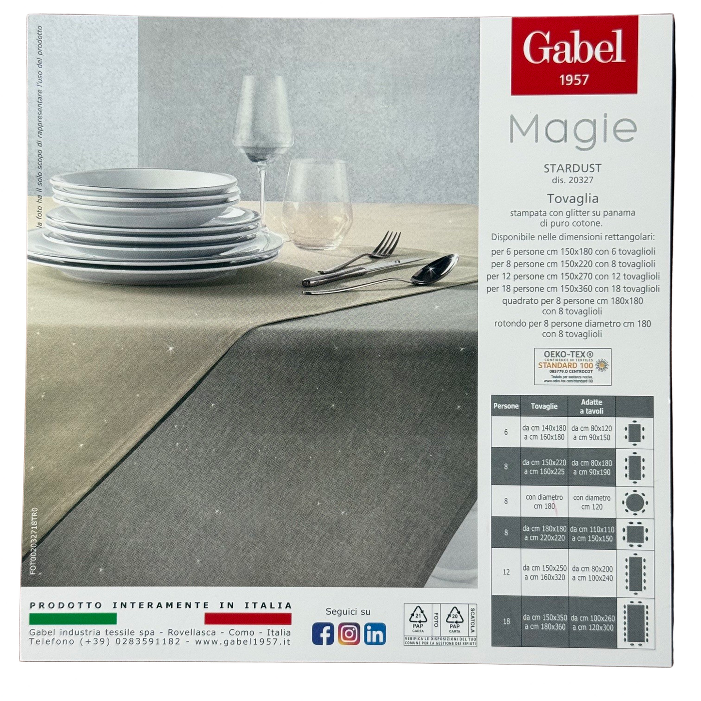 Gabel Tovaglia da Tavola senza tovaglioli glitterata art. Stardust in Puro Cotone