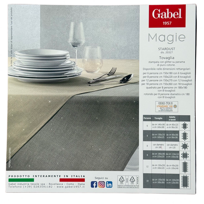 Gabel Tovaglia da Tavola senza tovaglioli glitterata art. Stardust in Puro Cotone