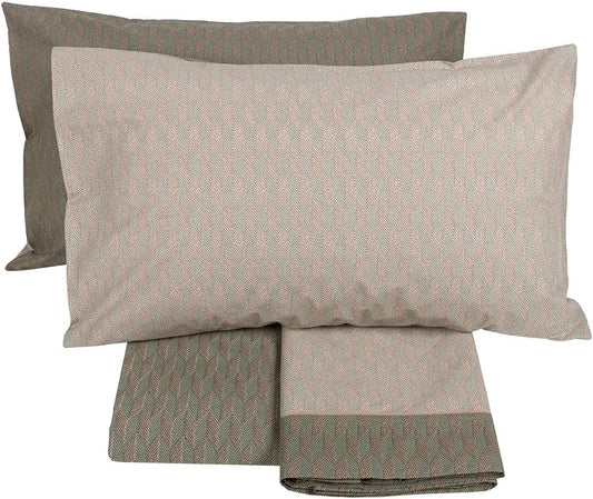 Parure de lit complète Fazzini pour lit queen size en percale de pur coton art. Tweed