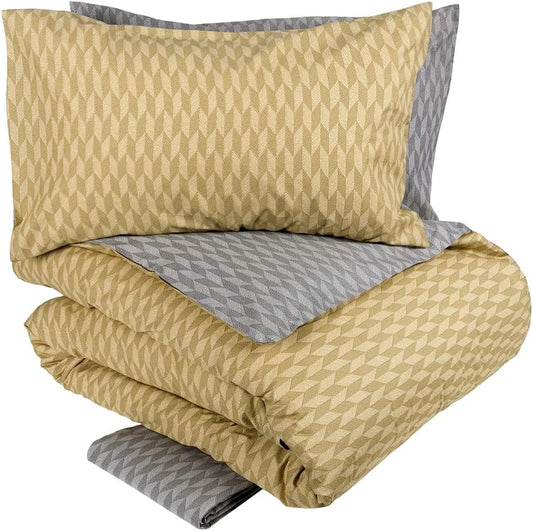 Housse de couette complète Fazzini pour un carré et demi, taille française, en percale de pur coton, art. Tweed