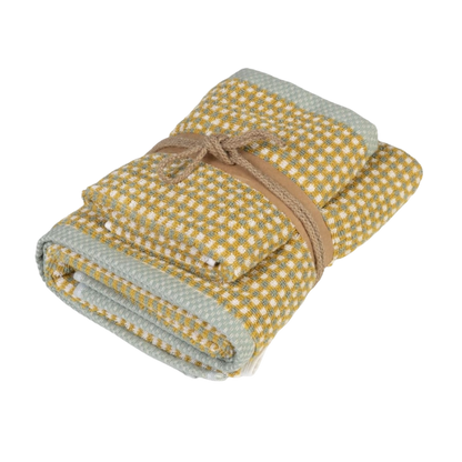 Fazzini Coppia di Asciugamani 1+1 (Viso+Ospite) in Puro Cotone 550 gr/mq Art. Square