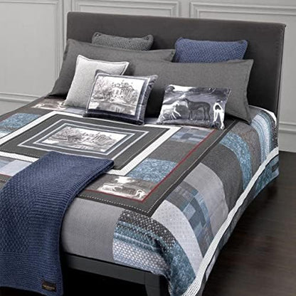 Trussardi Home Linen Double Duvet Cover Set in Finest Cotton Satin 60 Threads per cm/q Silky Effect Art. Villa