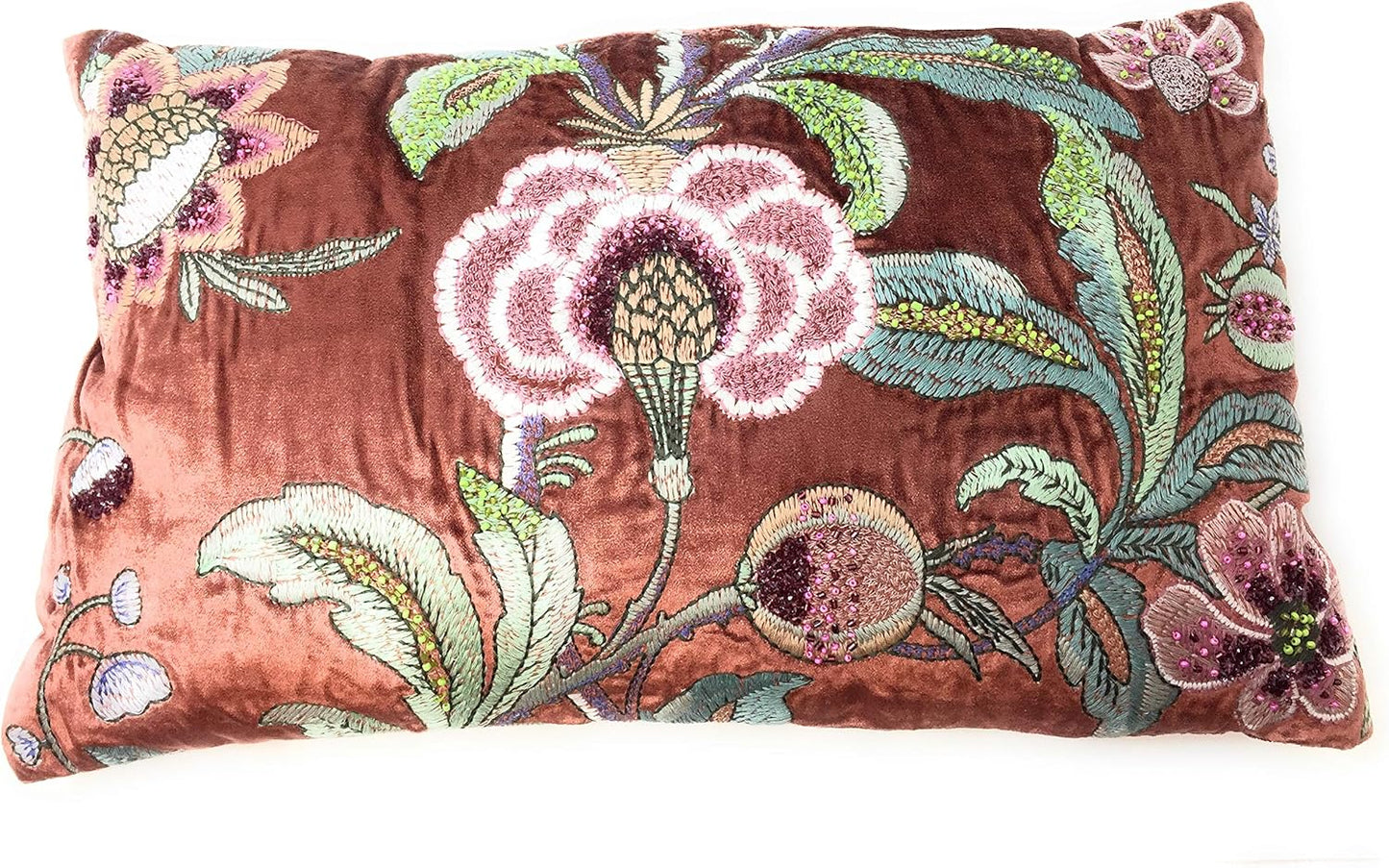 Fazzini Cuscino d'arredamento in Velluto Finemente Ricamato con strassini applicati Art. Windsor cm. 30x50