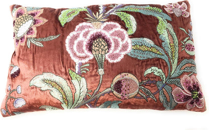 Fazzini Cuscino d'arredamento in Velluto Finemente Ricamato con strassini applicati Art. Windsor cm. 30x50